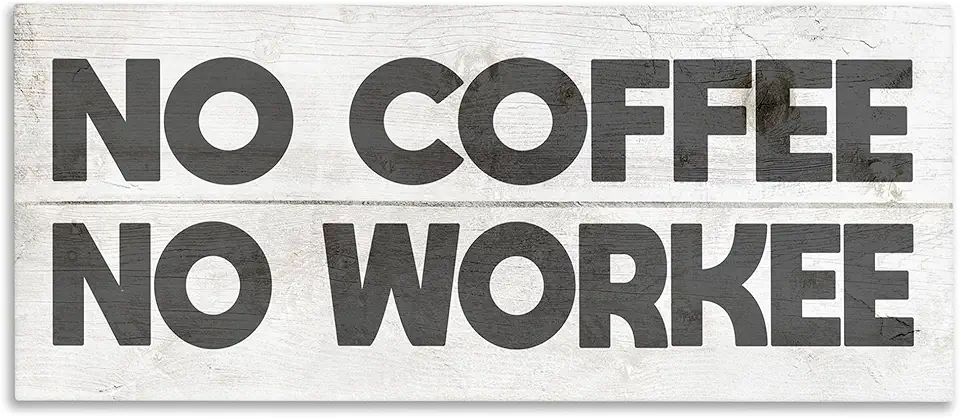Stupell Industries No Coffee No Workee Work Funny Family Office Word Canvas Wall Art, 20 x 48, Design by Artist Daphne Polselli