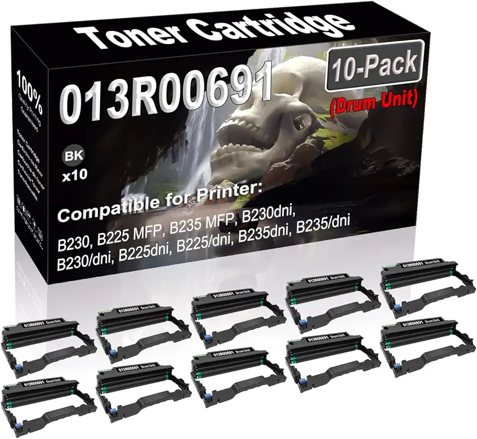 (No Toner) 10-Pack Compatible High Capacity B230 013R00691 Printer Drum Unit Used for B230 B225 B235 Printer (Black)