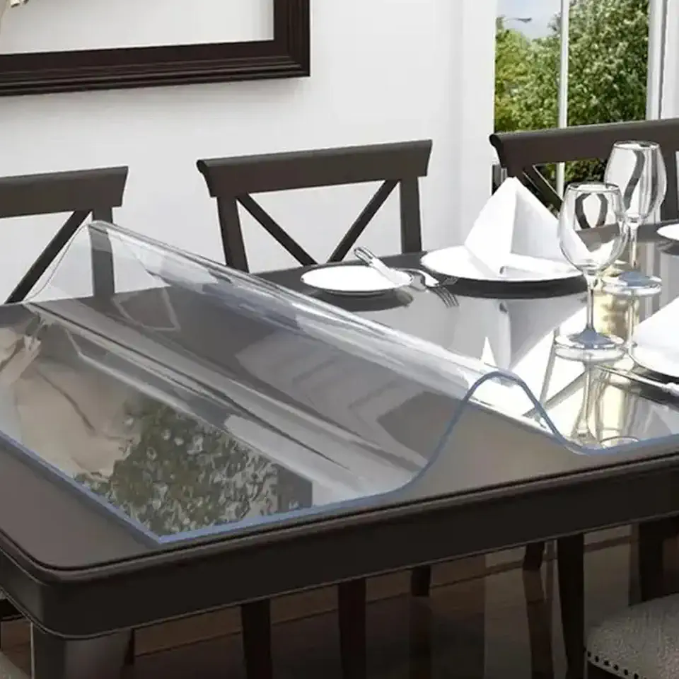54.6 x 140.4 Inch Clear Table Protector Plastic PVC Desk Protector Tablecloth Cover Office Desk Pad Mat Wood Furniture Glass Dining Tabletop Countertop Protection Waterproof Rectangular