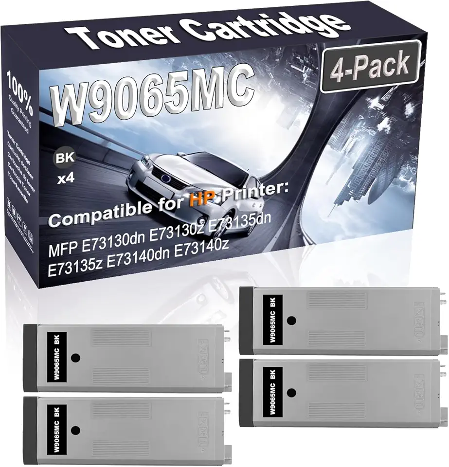 4-Pack (Black) Compatible W9065MC Printer Toner Cartridge (High Capacity) fit for MFP E73130dn E73130z E73135dn E73135z Printer