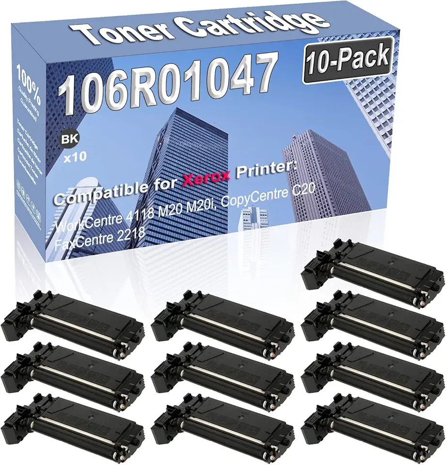 10-Pack (Black) Compatible High Capacity 106R01047 Toner Cartridge Used for WorkCentre 4118 M20 M20i CopyCentre C20 FaxCentre 2218 Printer