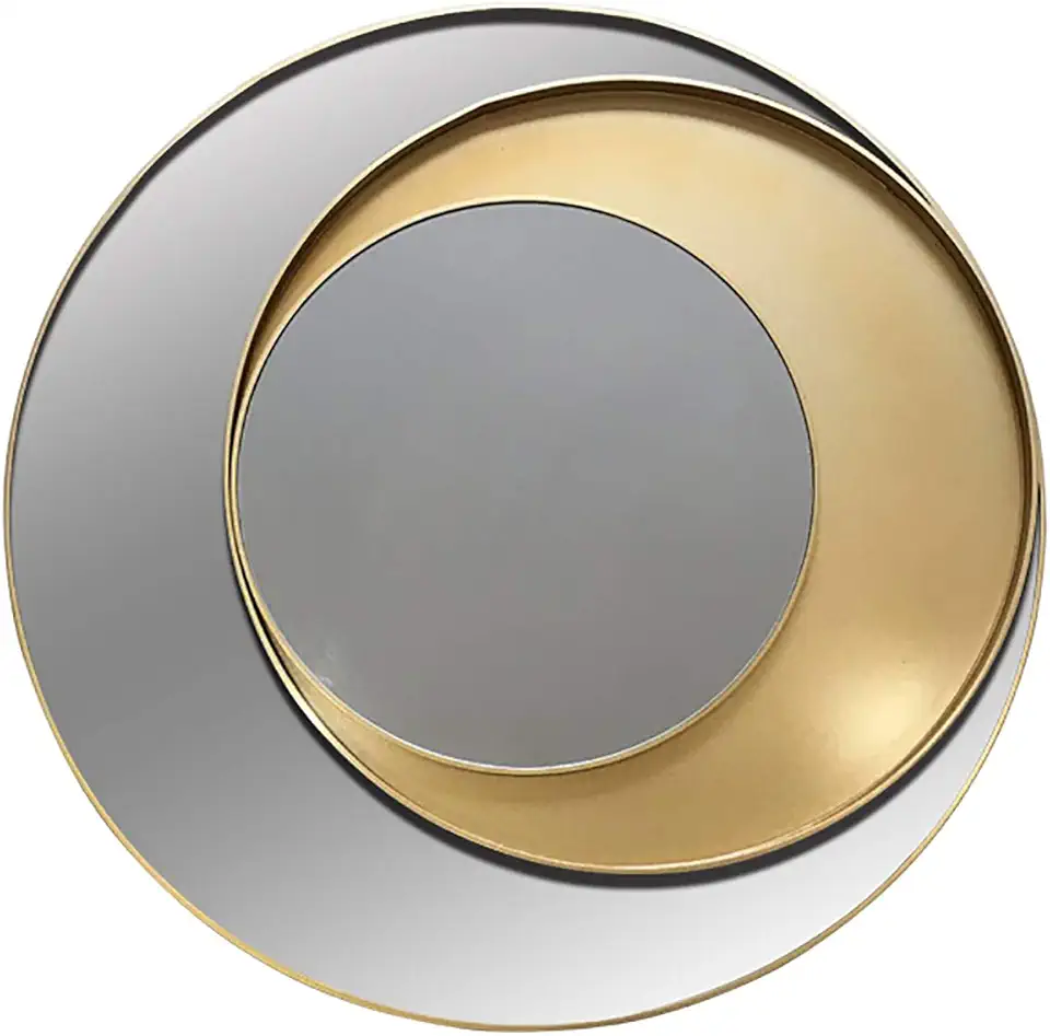 Round Decorative Mirror Light Luxury Art Porch Wall Hanging for Sofa Living Room Background Wall Frame Wall Decor (60 * 60cm)