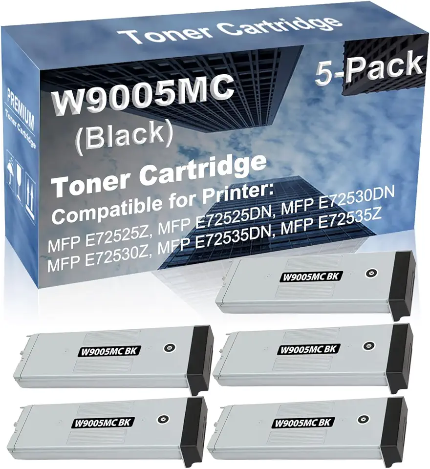 5-Pack Compatible High Capacity MFP E72535DN, MFP E72535Z Printer Toner Cartridge Replacement for Toshiba W9005MC Printer Cartridge (Black)