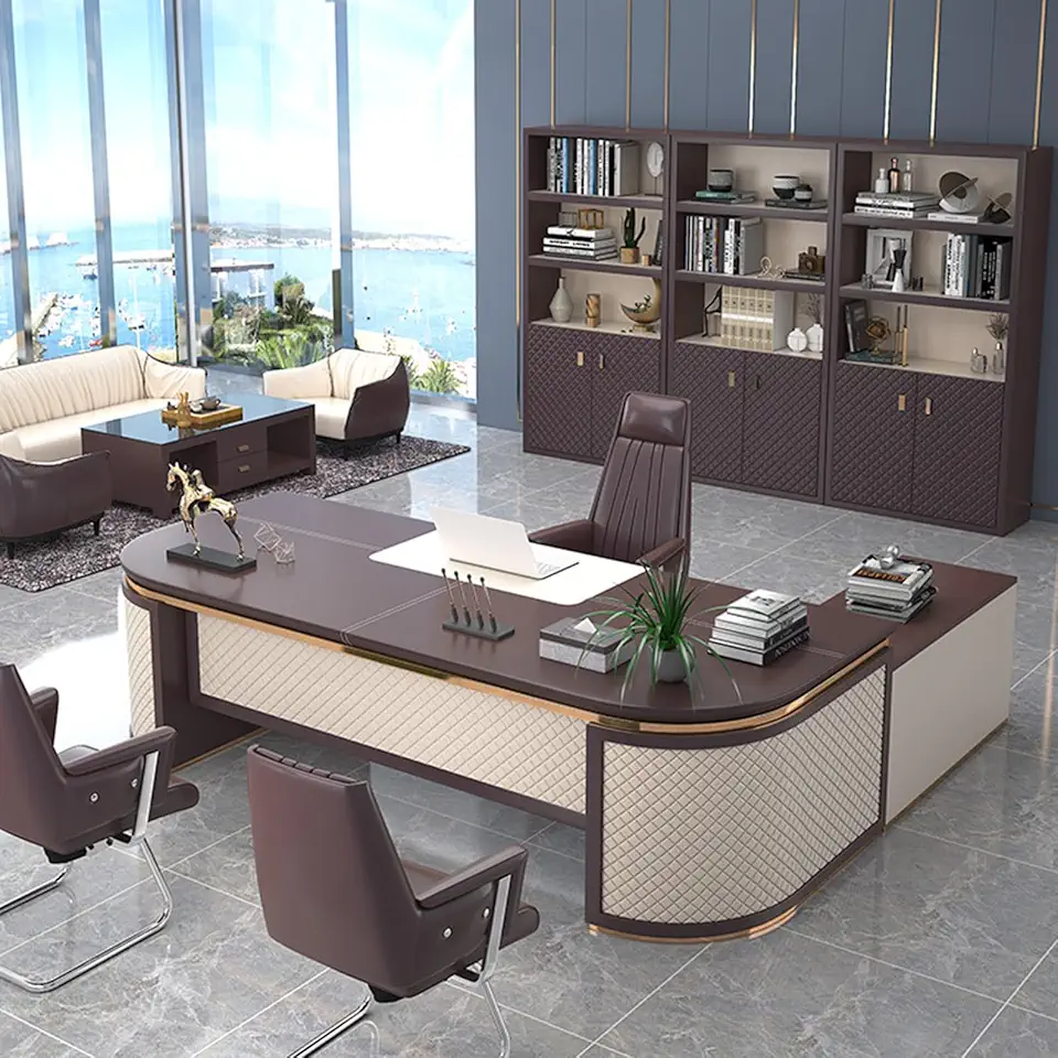 OUDINI Modern Creativity L Shaped Desk Extra Large Workstation Business Furniture Set with Thickened Frame and Board Writing Study Desk, 2.2m