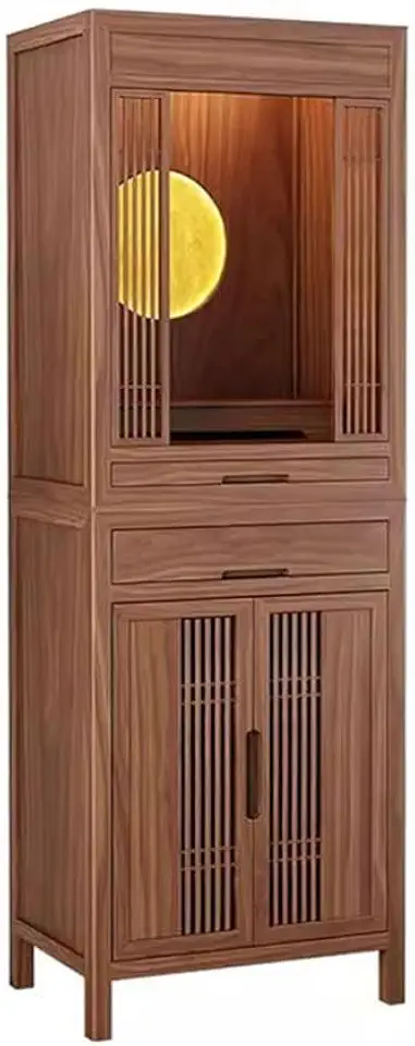 GZMDXLZMG Shrine Altar Table Movable Buddha Pedestal Tribute Cabinet, with Openwork Door Chinese Style Shentai Offering Cabinet Pooja Cabinet(Small)