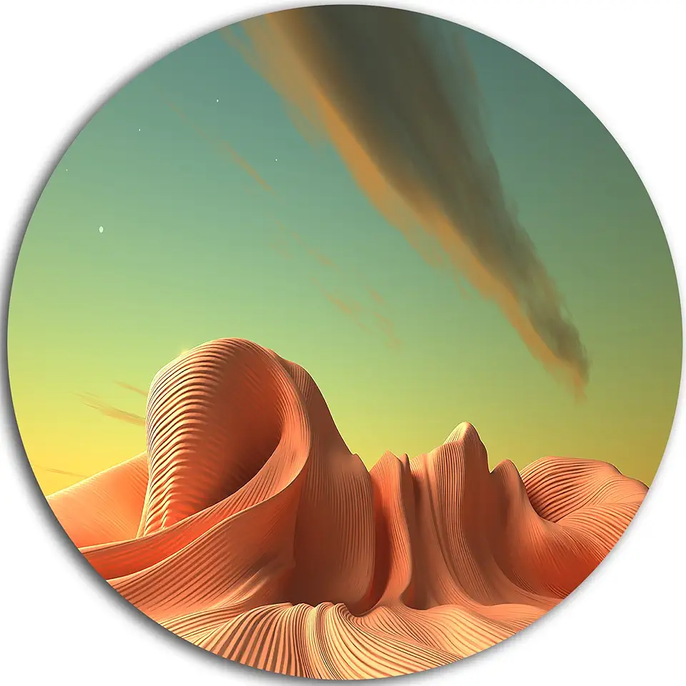 Designart MT6737-C23 Metal Wall Art-Disc of 23 inch, 23'' H x 23'' W x 1'' D 1P, Beige/Yellow