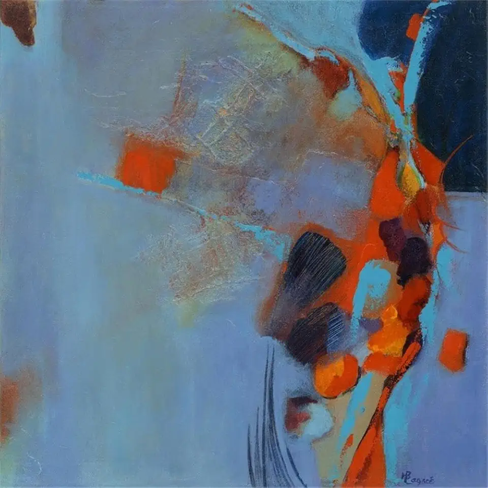 Giant Art 84x84 Pas De Mot Fine Art Giant Canvas Print in Orange