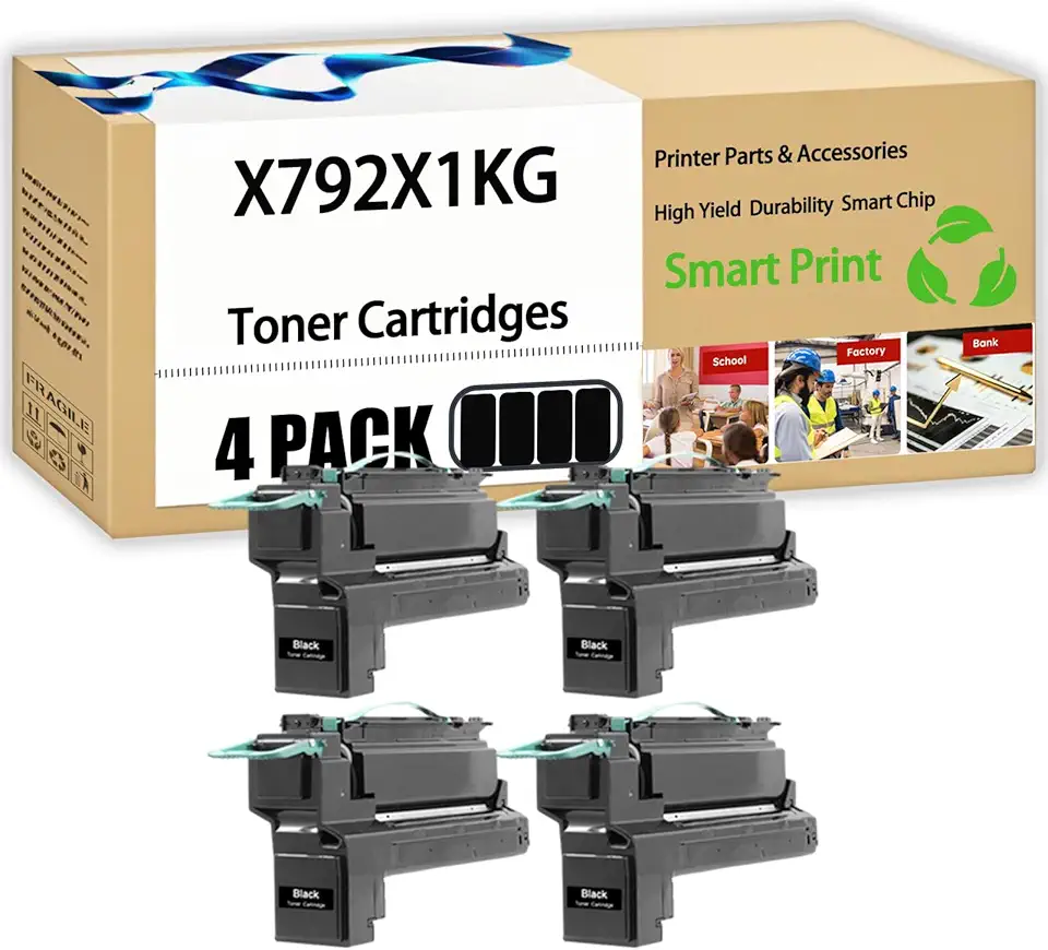 Compatible for Lexmark X792X1KG Toner Cartridges X792DE X792DTE X792DTFE X792DTME X792DTPE X792DTSE Printers, High Yield 20000 Pages, with Chip (4 Pack Black)