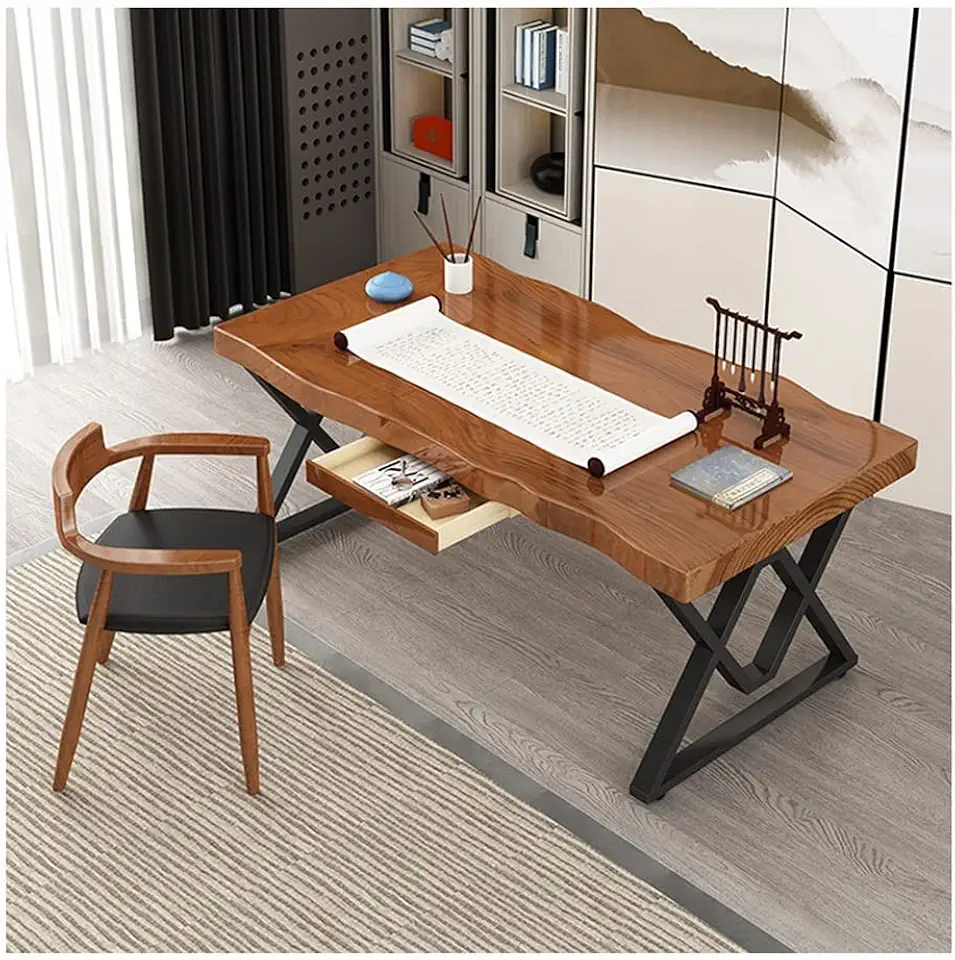 Computer Desk Home Office Solid Wood Computer Tables airs Sets - with Drawers, Strong Metal Support and 5cm Pine Panel, Firm and Stable/Easy to Assemble (Size : 280x100x75cm)