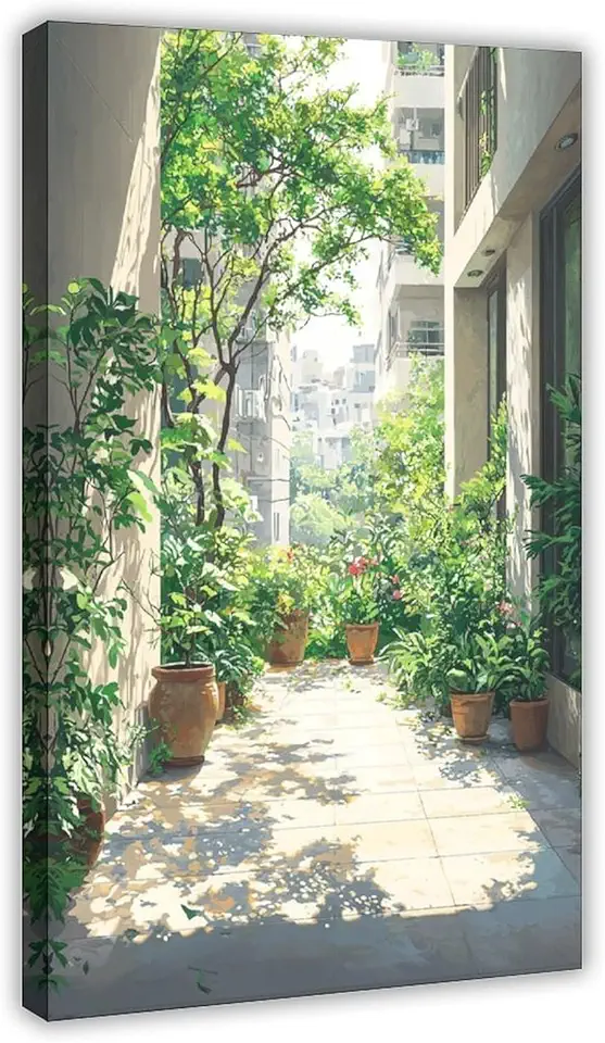 Minimalist Japandi Wall Art – Modern Urban Oasis Canvas Print – Neutral Color Poster for Bedroom & Office Décor Poster Canvas Artwork Prints Rustic Farmhouse Decorations for Living Room Bathroom Bedro