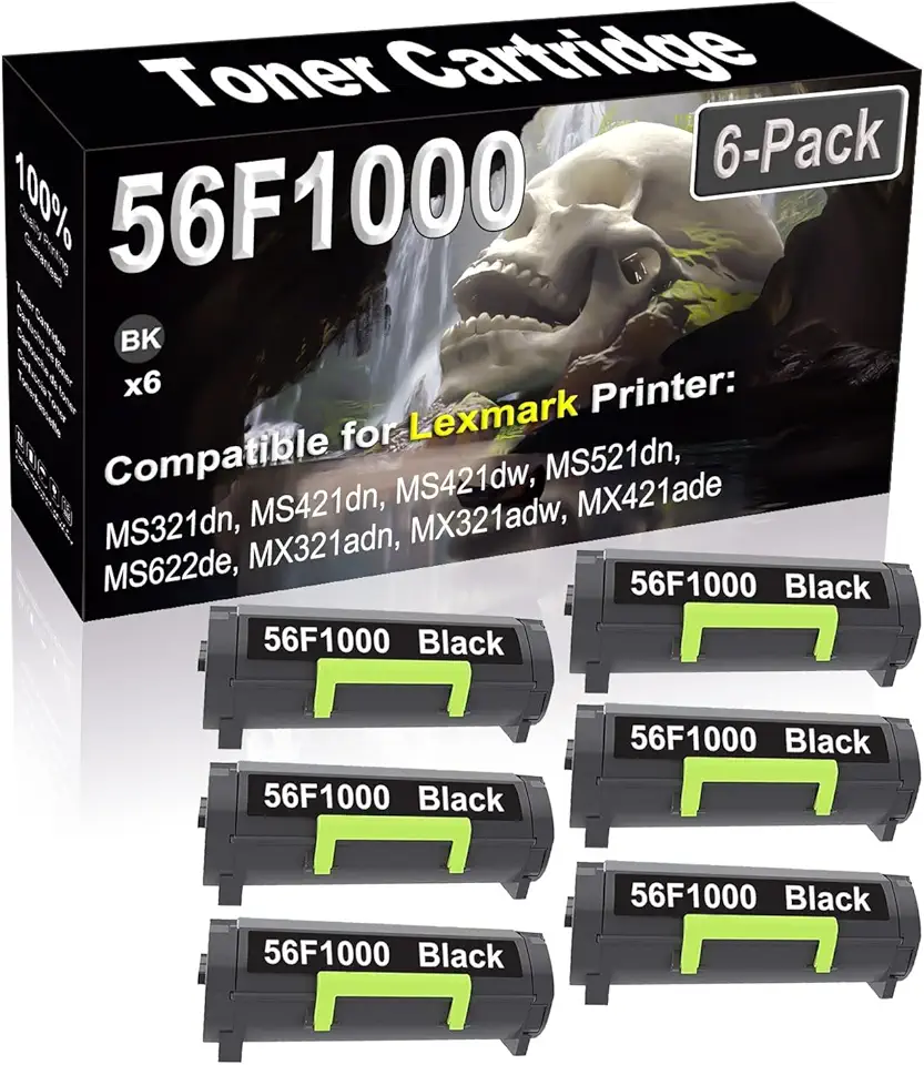 6-Pack Compatible High Capacity 56F1000 Imaging Toner Cartridge use for MS321dn MS421dn MS421dw MS521dn MS621dn MS622de Printer (Black)