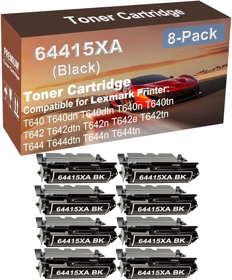 8-Pack Compatible High Capacity T644 T644dtn T644n T644tn Printer Toner Cartridge Replacement for 64415XA Printer Cartridge (Black)