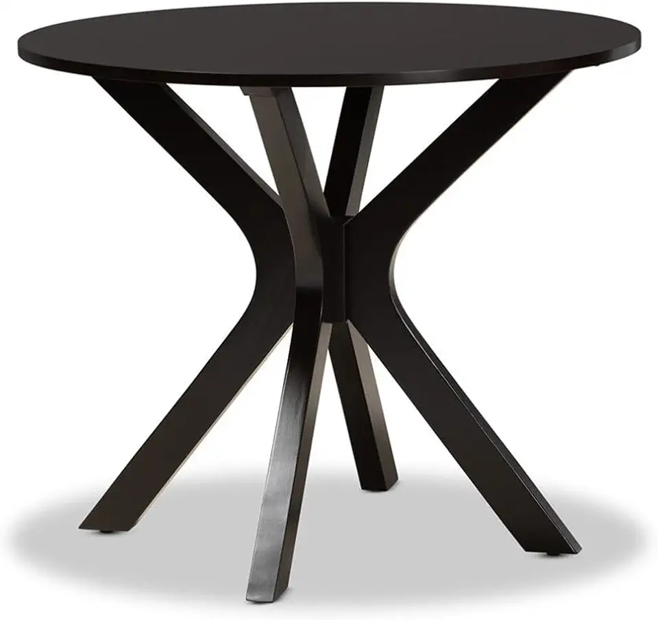 BOWERY HILL Dark Brown Finished 35-Inch-Wide Round Wood Dining Table