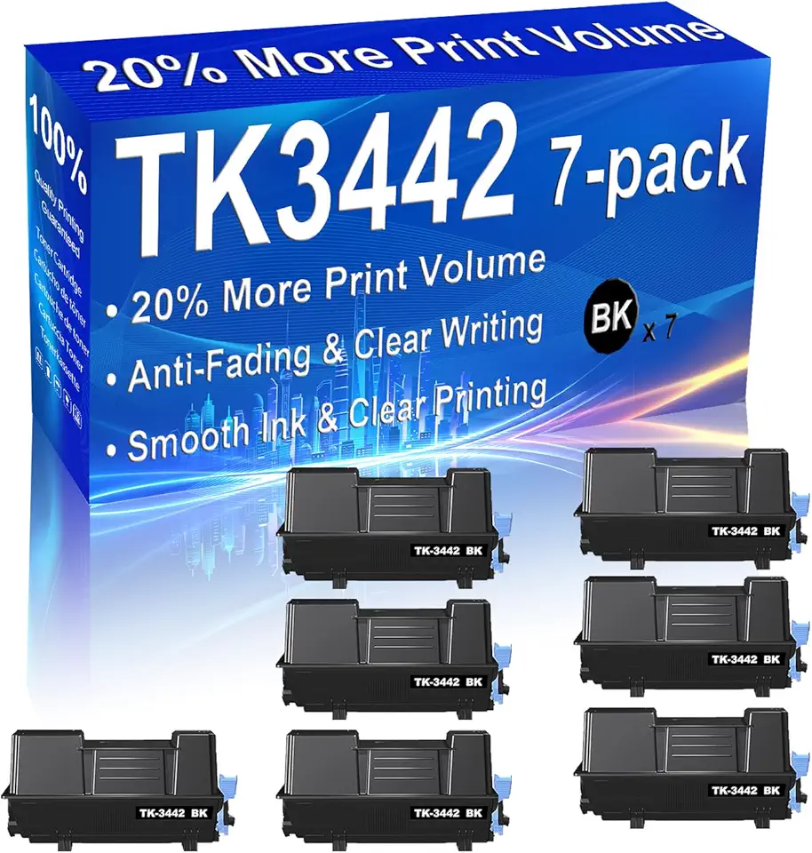 7-Pack (Black) Compatible High Yield TK3442 Imaging Toner Cartridge use for ECOSYS PA6000x MA6000ifx Printer