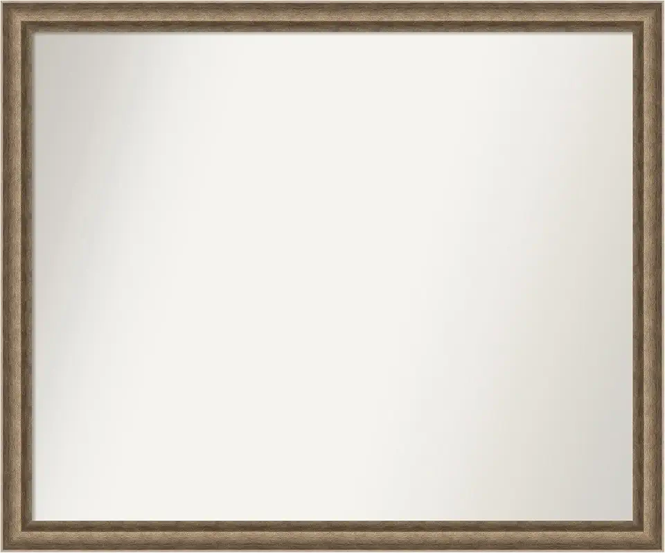 Amanti Art Bronze Bathroom Mirror for Over Sink, 34x41 Custom Made Angled Bronze Rectangle Vanity Mirror, X-Large Modern Wood Frame, Hangs Horizonally and Vertically, Wall Decor