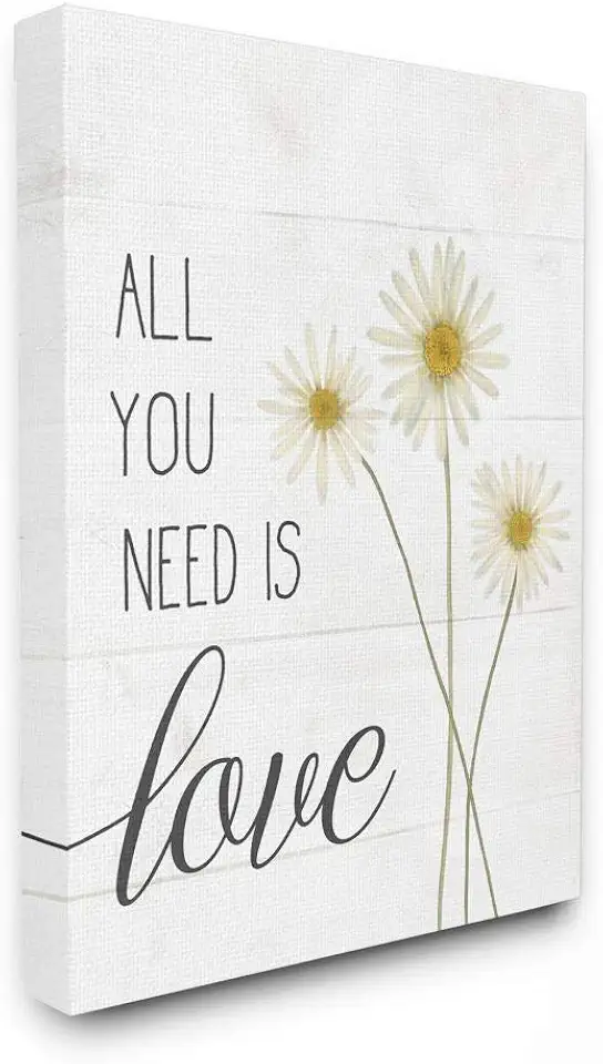 Stupell Industries All You Need is Love Quote Country Floral Charm, Designed by Daphne Polselli Wall Art, 30 x 40, Canvas