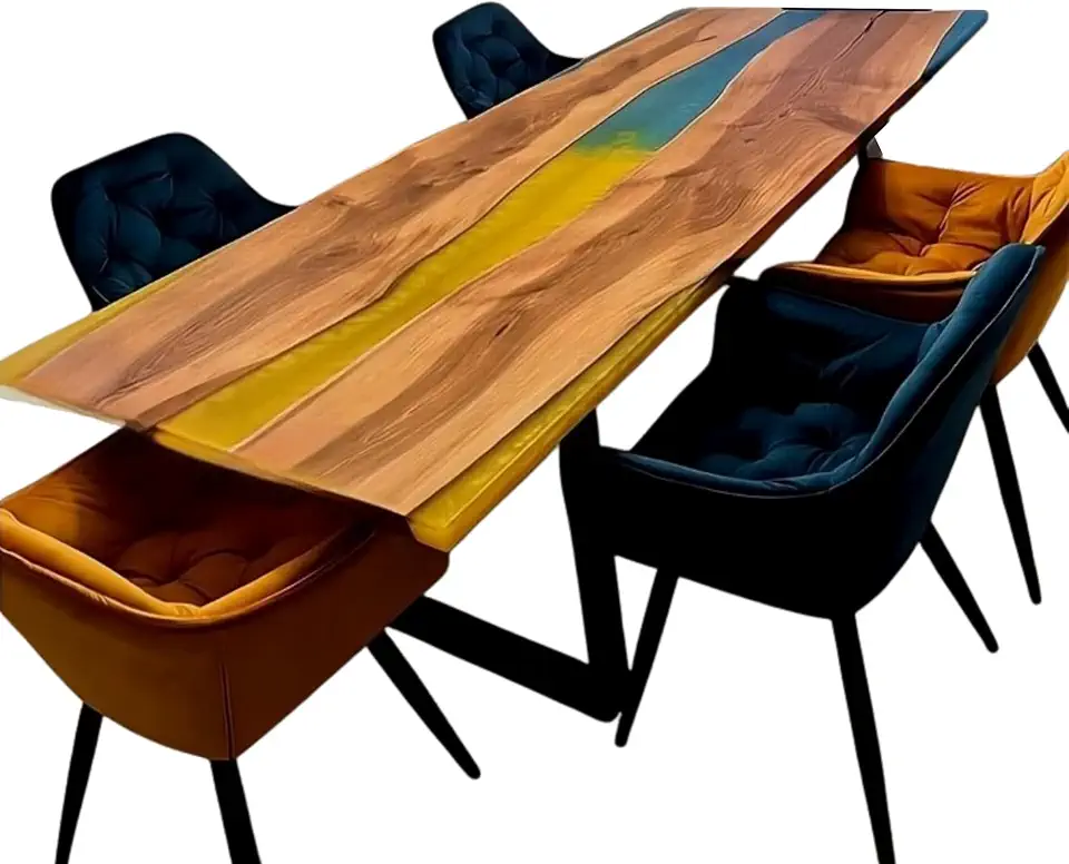 Custom Live Edge Multi Color Resin Epoxy Table, Personalized Color Wave Table, Luxury Coffee Desk, Kitchen Table, Gift Home, Beach House Table, Bar Table, Unique Home Gift (40x80 inch.)