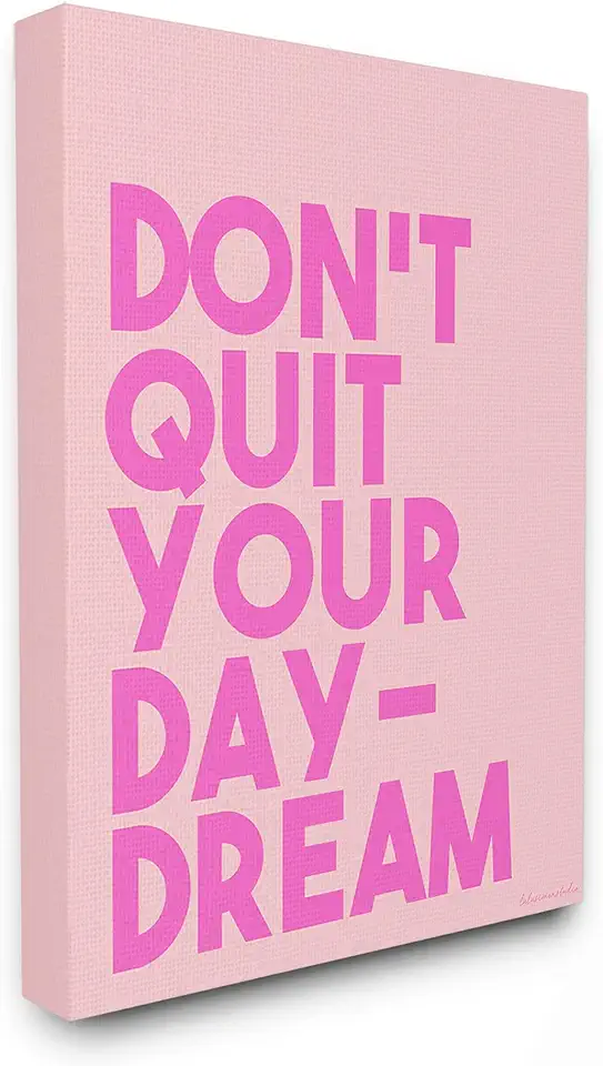 The Stupell Home Décor Collection lulusimonSTUDIO Pink Don't Quit Your Daydream Block Typography XXL Stretched Canvas Wall Art, 30 x 1.5 x 40