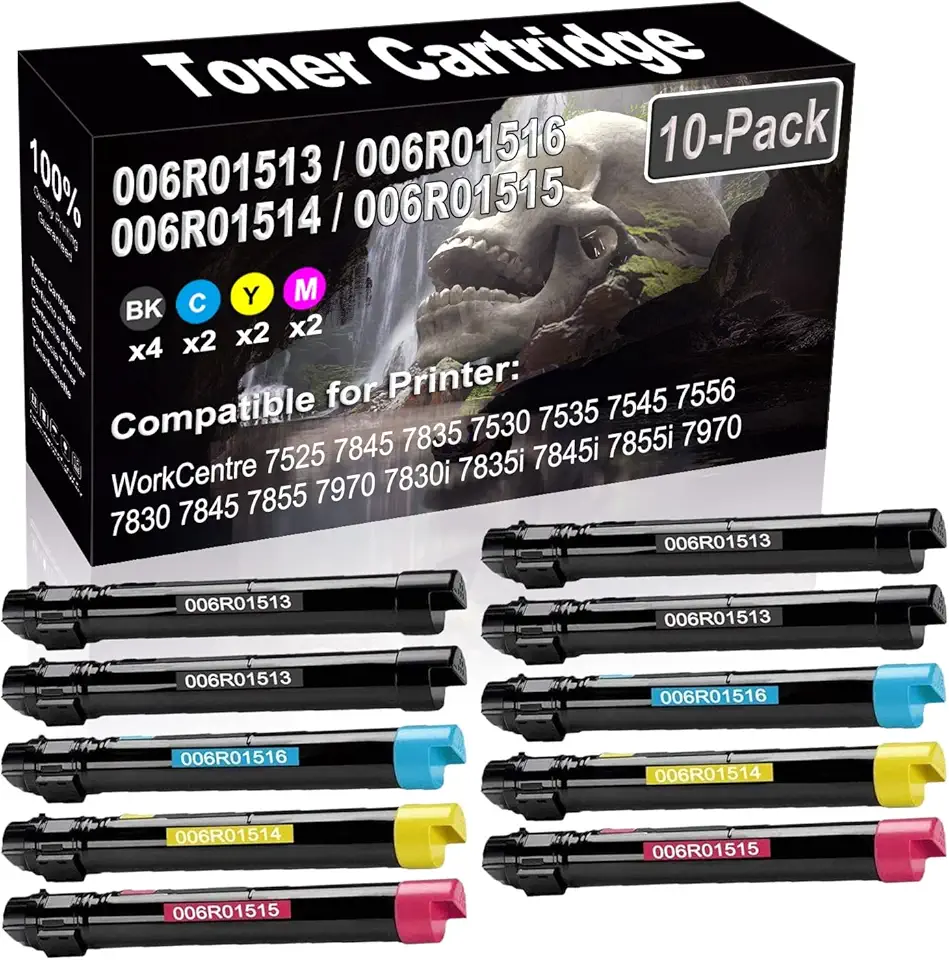 10-Pack (4BK+2C+2Y+2M) Compatible High Yield 006R01513 006R01516 006R01514 006R01515 Imaging Toner Cartridge use for WorkCentre 7525 7845 7835 7530 7535 7545 7556 Printer