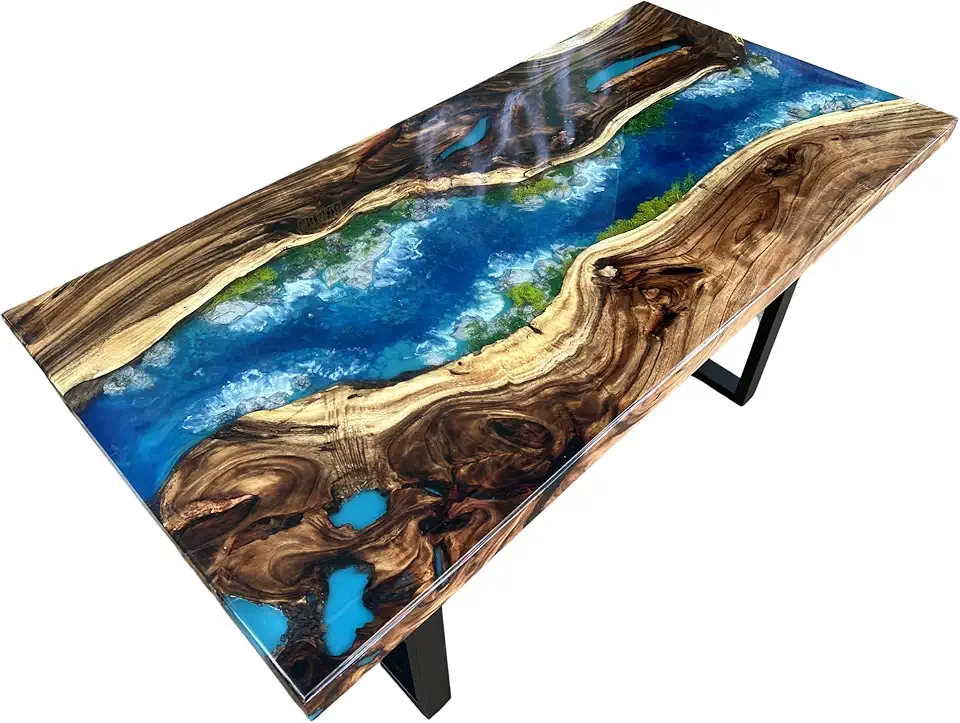 Customized Breathtaking Scenery Epoxy Resin Table, Handmade Live Edge Epoxy Resin Dining Table Top, Coffee Table, Living Room Table, Kitchen Table, Custom Craft Table (50x80 inch)
