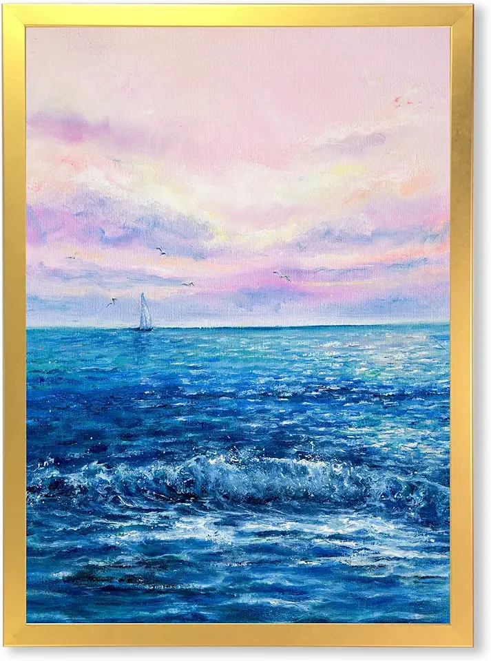 Morning Light On The Ocean Waves II Nautical & Coastal Framed Wall Art