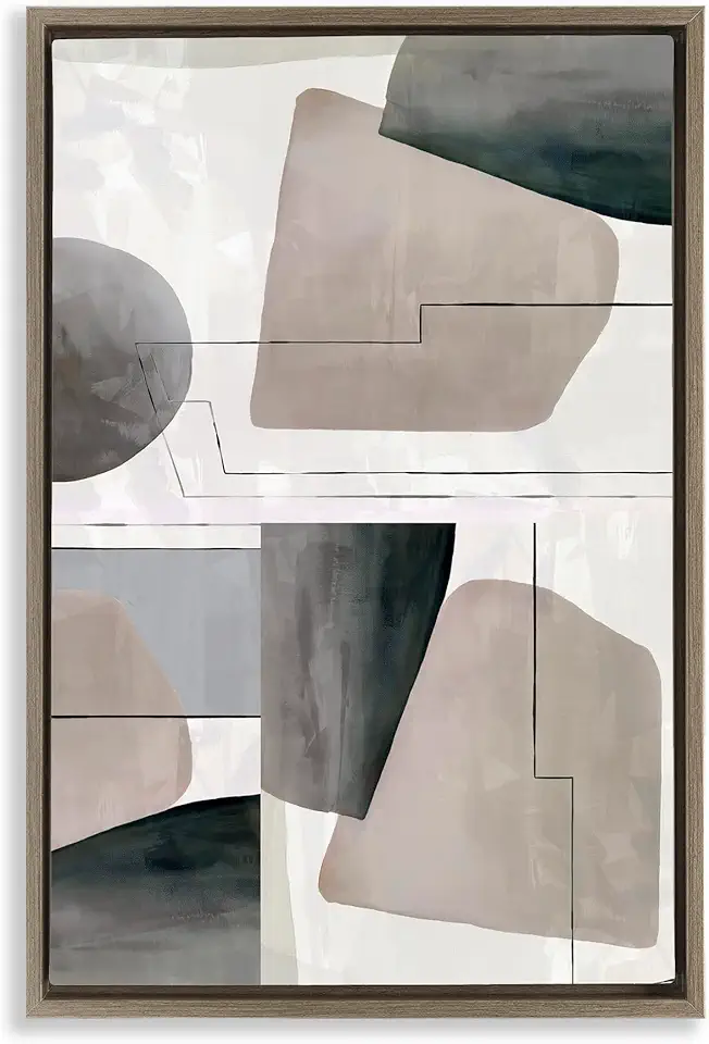 Stupell Industries Modern Neutral Geometrics Brown Framed Floater Canvas Wall Art Design by cartissi, 17 x 25