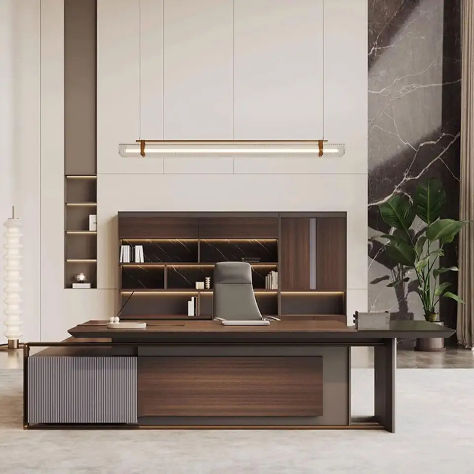 YZABEL 94 inch Executive Desk with File Drawers and Cable Management, L Shaped Business Boss President Big Desk Writing Study Table Furniture Set Workstation for CEO Boss Manager