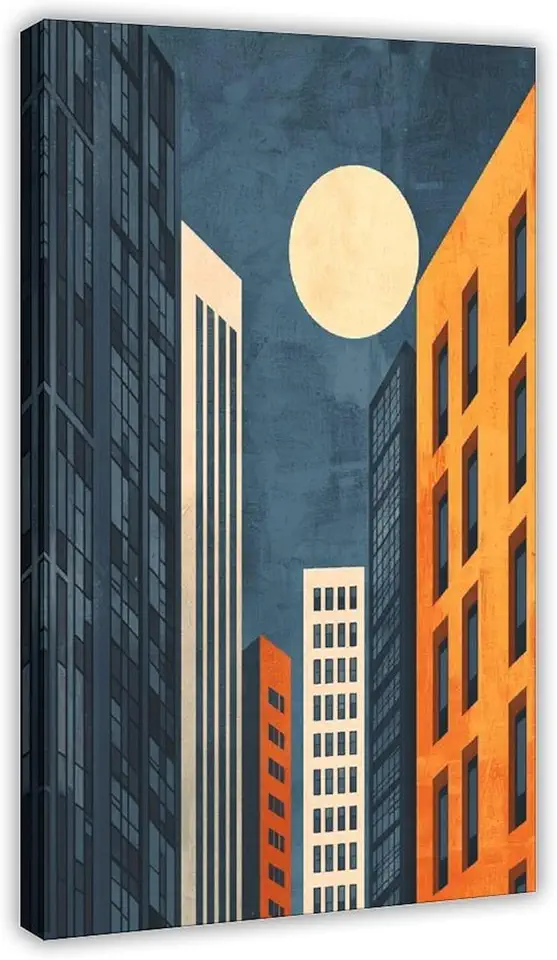 Minimalist Urban Architecture Wall Art – Geometric City Poster – Modern Abstract Office Decor Print Canvas Poster Wall Art Decor Print Picture Paintings for Living Room Bedroom Decoration 20x30inch(50