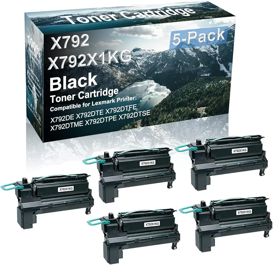 5 Pack (Black) Compatible X792 | X792X1KG Printer Toner Cartridge use for X792DE X792DTE X792DTFE X792DTME X792DTPE X792DTSE Printer (High Capacity)