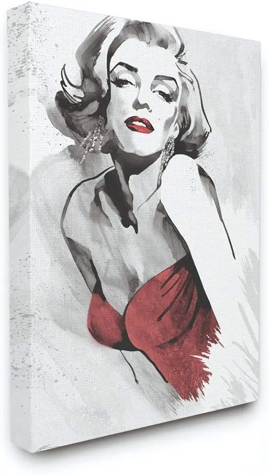 The Stupell Home Decor Collection Marilyn Monroe Ink Figure Illustration Stretched Canvas Wall Art, 36 x 48, Multi-Colored