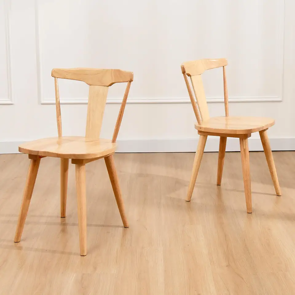 DUHOME Natural Wood Dining Chairs Set of 2,Mid Century Natural Curved Wishbone Dining Chairs Oak Wooden Kitchen & Dining Room Chairs