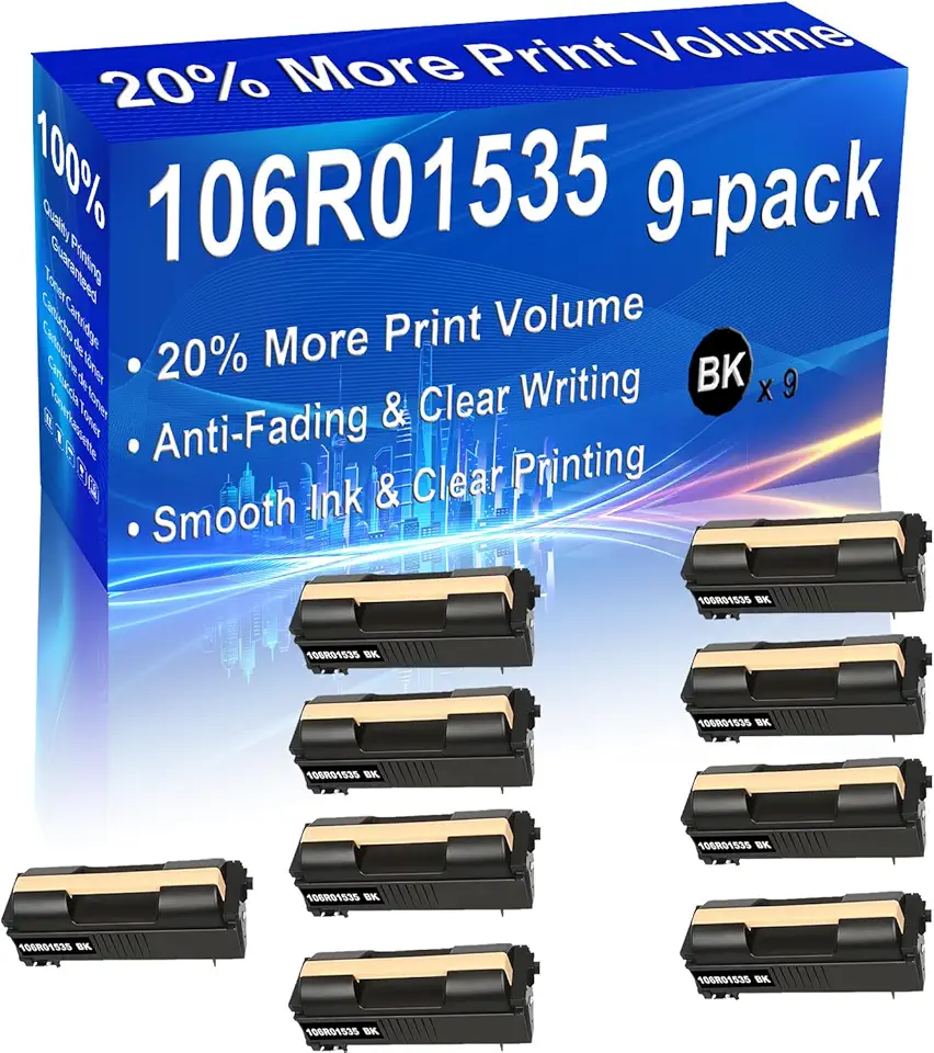 9-Pack (Black) Compatible High Yield 106R01535 Laser Printer Toner Cartridge Use for Phaser 4600 4620 4622 Printer