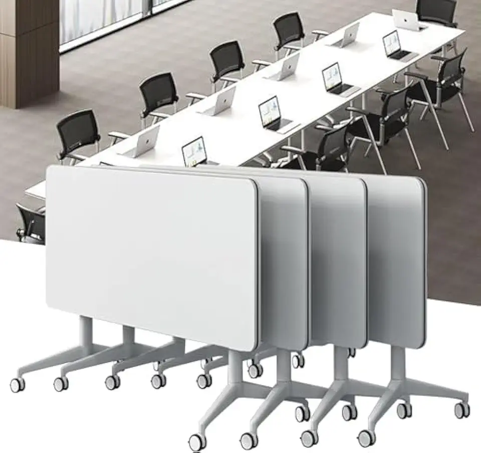 Mobile Folding Conference Table Set, 4-Pack 70.9in, Flip-Top Design with Casters, Perfect for Training, Seminars, Meetings, Space-Saving & Portable Solutions