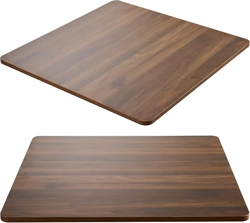 Kaboon Universal Table Top 36 x 36 inches Squre Pack of 2, Reversible Melamine Countertop Only, Home or Commercial Indoor Use, Dark Walnut