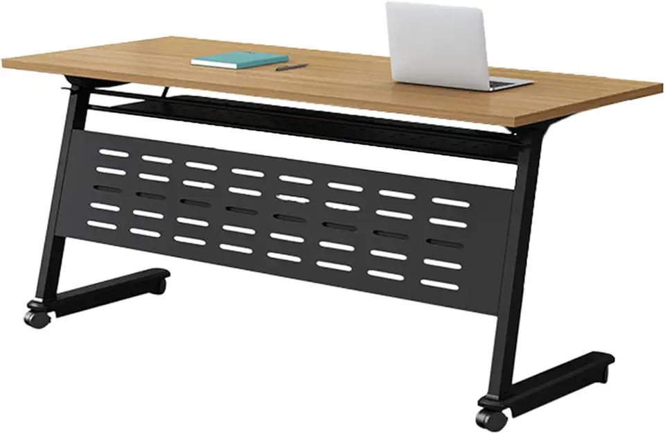 Mobile Folding Conference Table with Wheels Stackable Meeting Room Table Easy Assembly Rolling Training Table with Baffle (6PCS 55.1