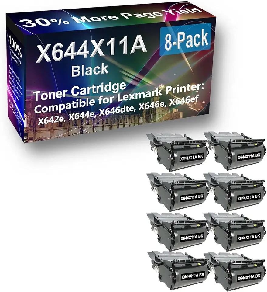 8-Pack Compatible High Capacity X644X11A X644X21A Imaging Toner Cartridge use for X642e, X644e, X646dte, X646e, X646ef Printer (Black)