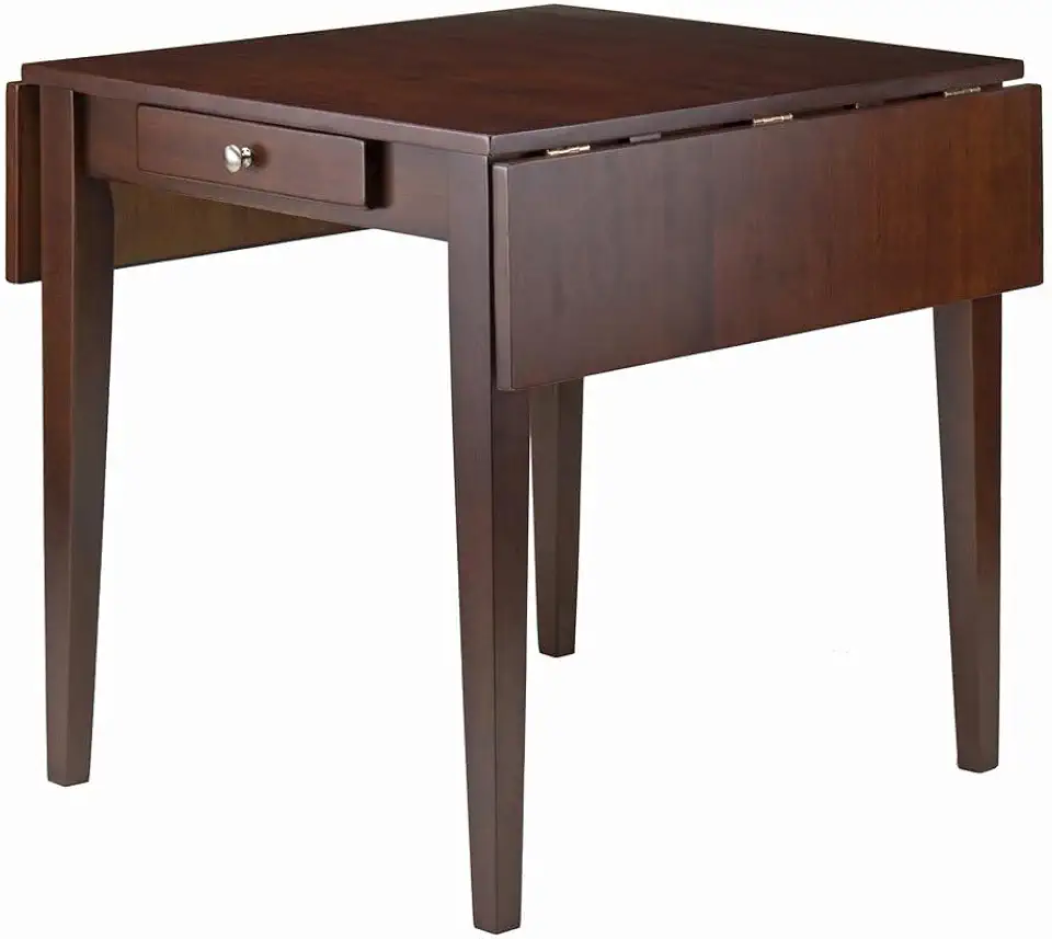 Antique Walnut Folding Dining Table – Small Round Drop Leaf Table for Small Spaces – Extendable Dining Table for Kitchen and Dining Rooms