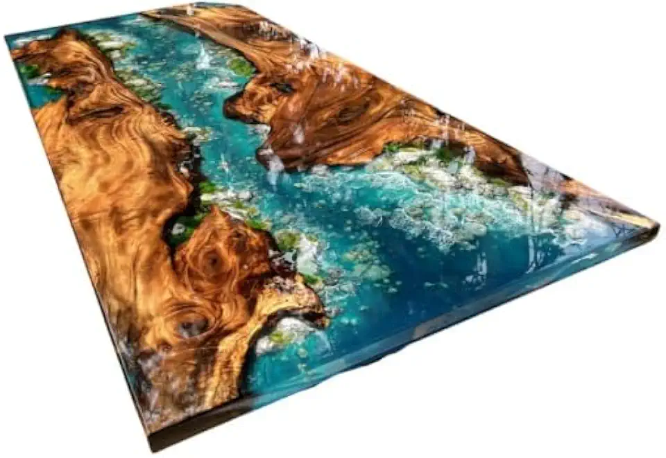 Handmade Live Edge Epoxy Resin Dining Table Top, Customized Special Ocean Epoxy Resin Table, Unique Dining Room Table, Living Room Table, Ocean Table, Gift New Home (97x17 1/4 inch)
