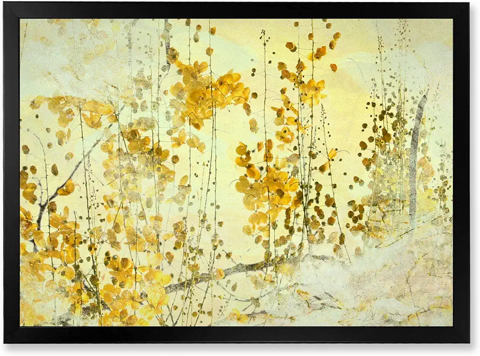 Yellow Flower Grunge Art Modern Framed Wall Art