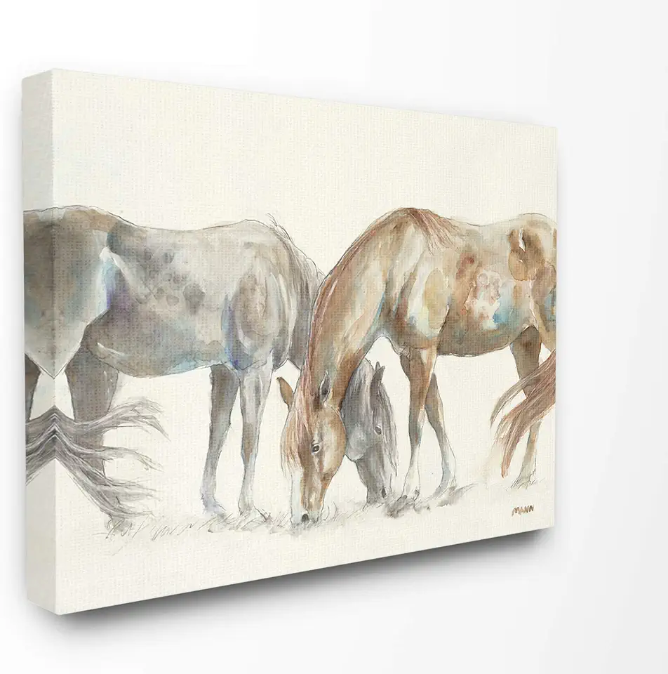 Stupell Industries Horse Couple Grey Brown Watercolor Painting Canvas Wall Art, 30 x 40, Multi-Color