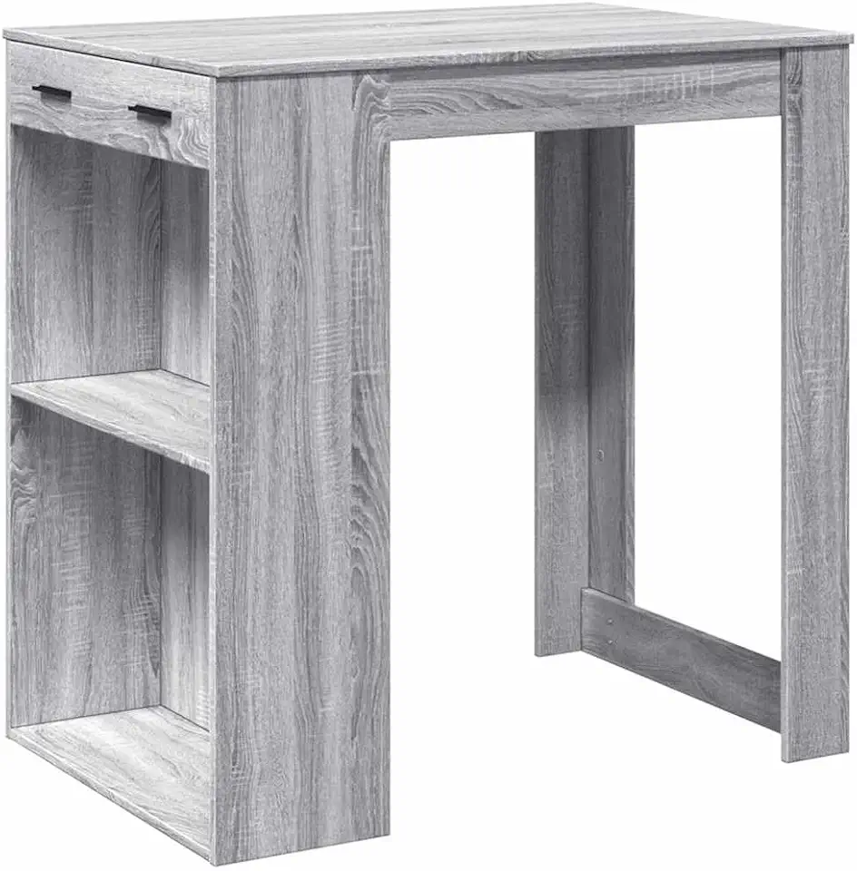 vidaXL Grey Sonoma Bar Table with Ample Storage Engineered Wood Dining Modern Design for Kitchen and Home Bars Comfortable 4 People High Tall Counter Pub Rectangular Cabinet