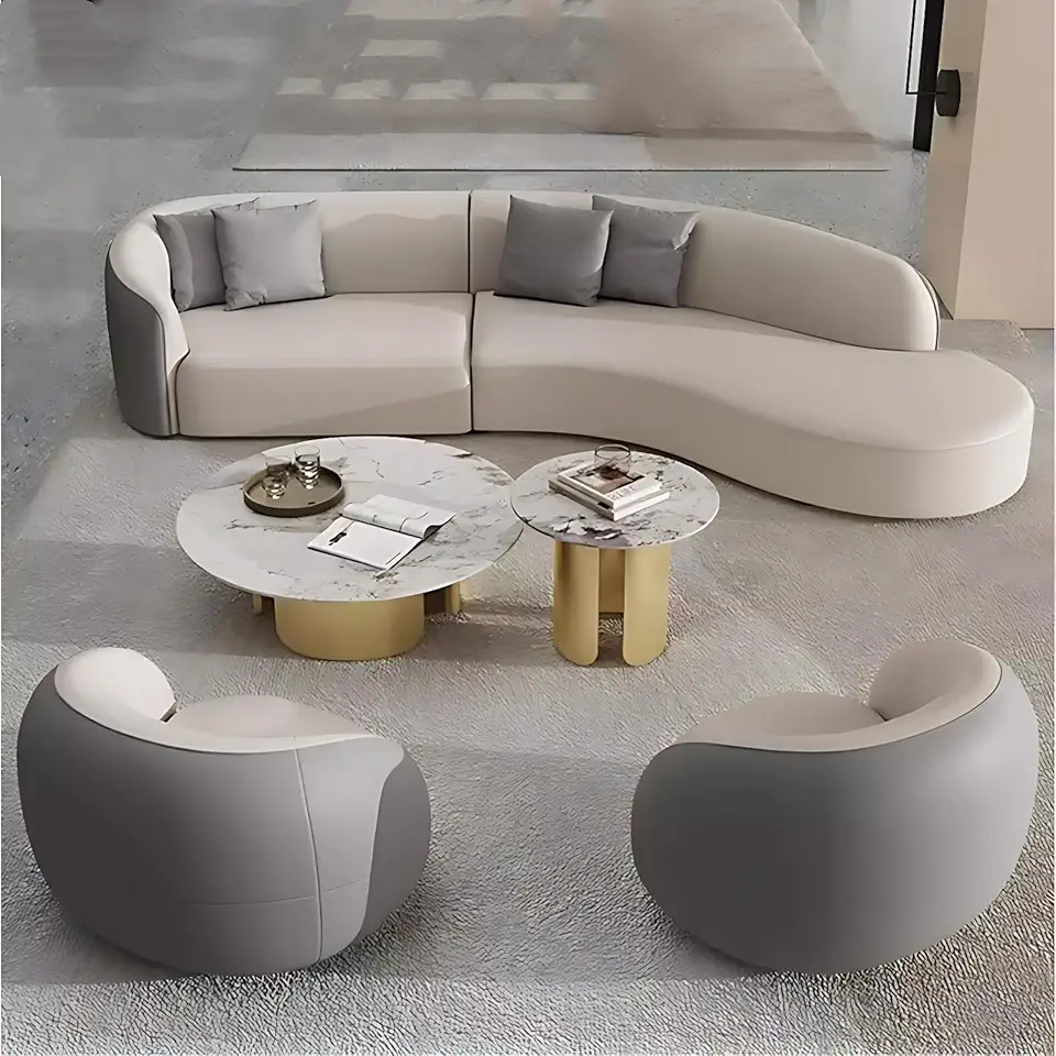 Sofa Set for Living Room - Modern Modular Sectional Sofas, Cloud Couch with Coffee Table, Textured Modular Couch, Suitable for Office, Cafe, Bar (Sofa B+Table+2 ChairsB,133.9