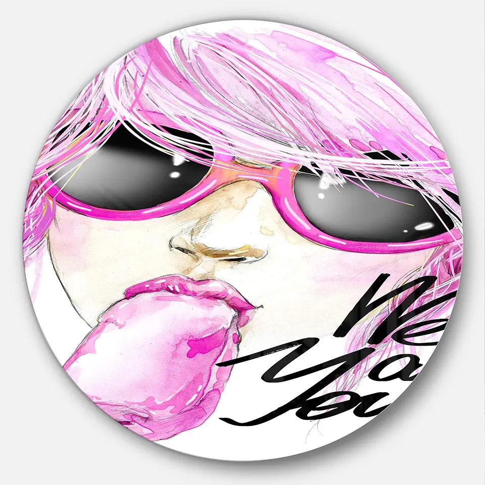 Designart MT13254-C23 Wall Art-Disc of 23 inch, 23'' H x 23'' W x 1'' D 1P, Pink