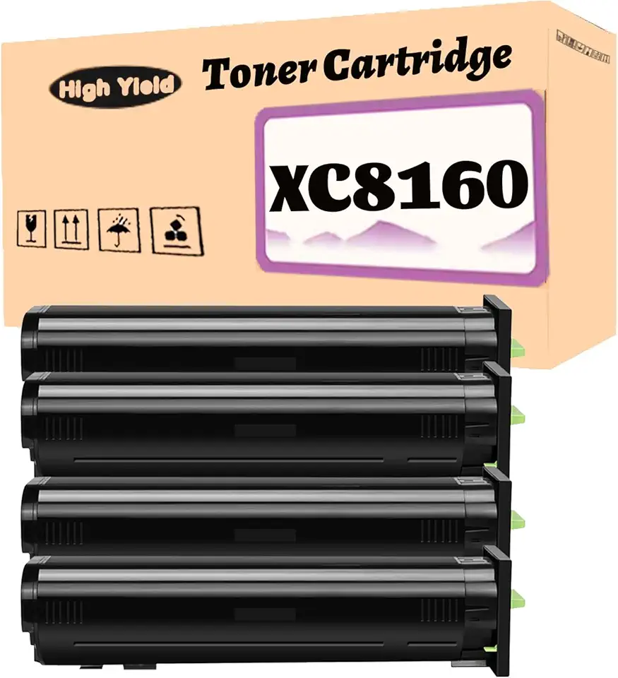 XC8160dte High Yield Toner Cartridge Compatible Replacement for Lexmark 24B6515 24B6512 24B6513 24B6514 for XC8160 XC8160dte XC8160de Printer 4-Pack CMYK