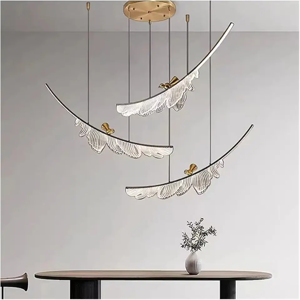 Modern Creative Feather Bird Acrylic Pendant Light Restaurant Living Room Hotel Lobby Led Chandelier Art Home Decoration Hanging Lamp