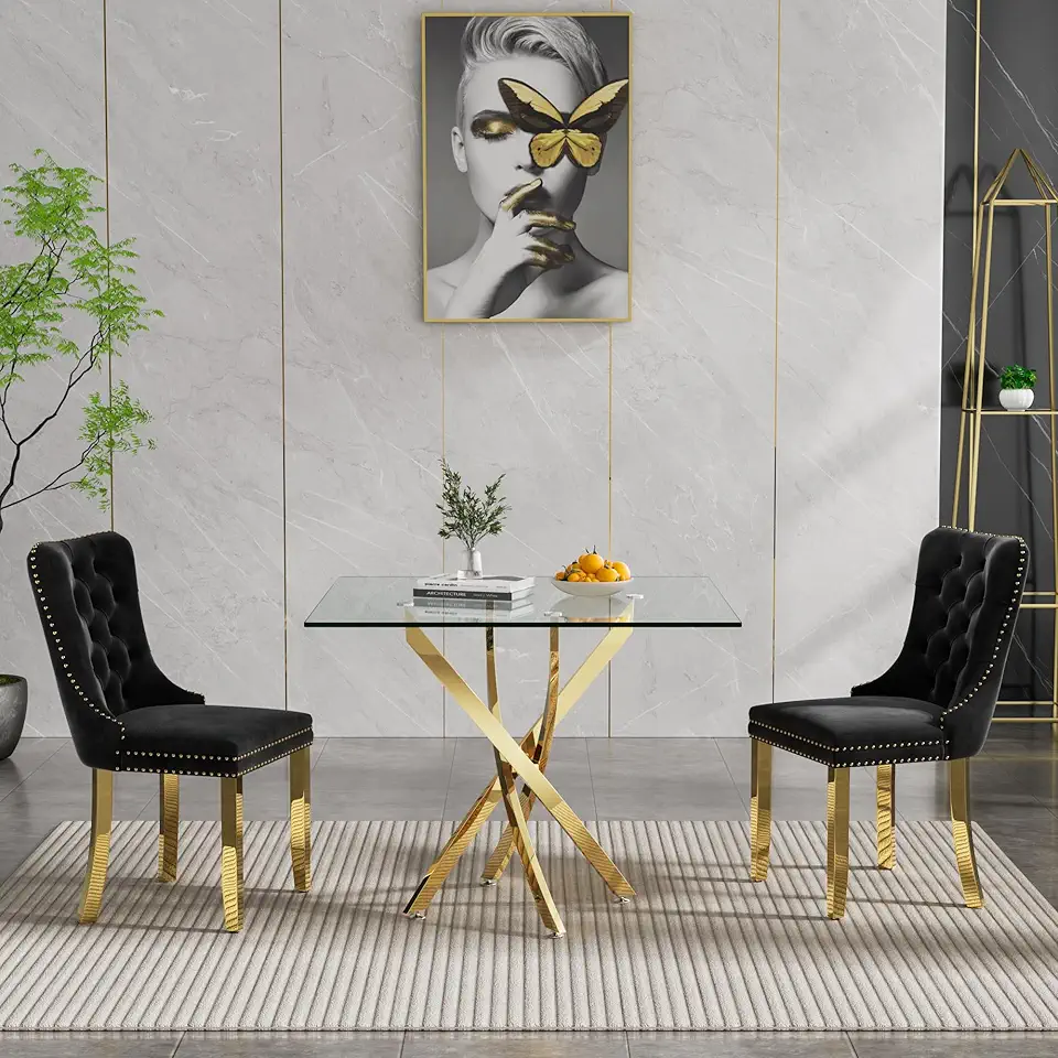 3-Piece Square Glass Dining Table Set for 2, 36