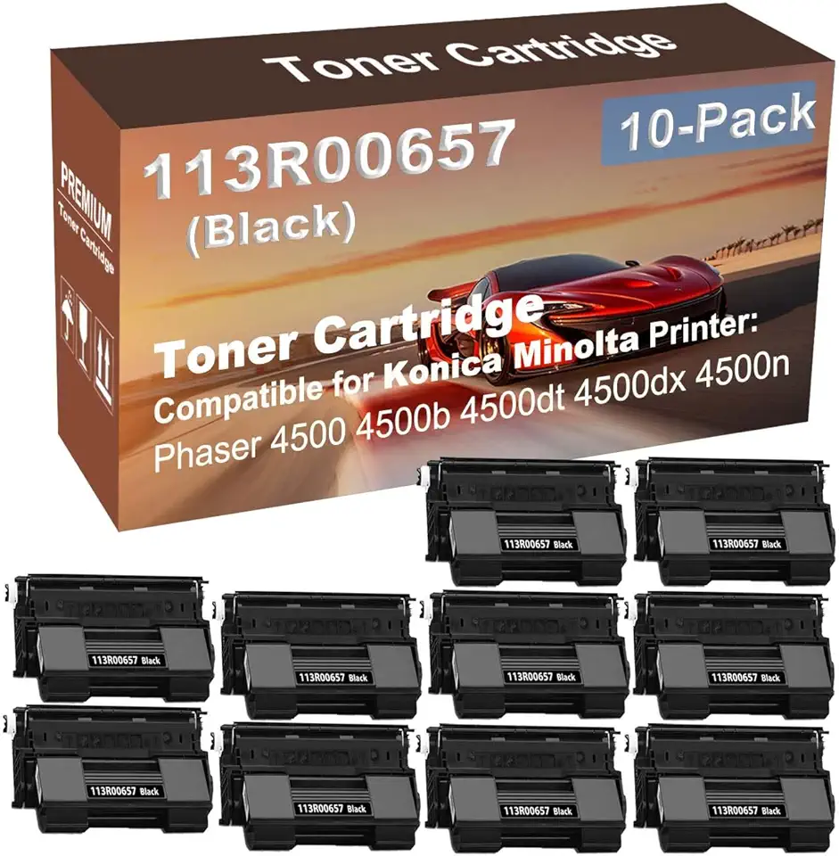 10-Pack Compatible High Capacity Phaser 4500 4500b 4500dt 4500dx 4500n Printer Toner Cartridge Replacement for 113R00657 Printer Cartridge (Black)