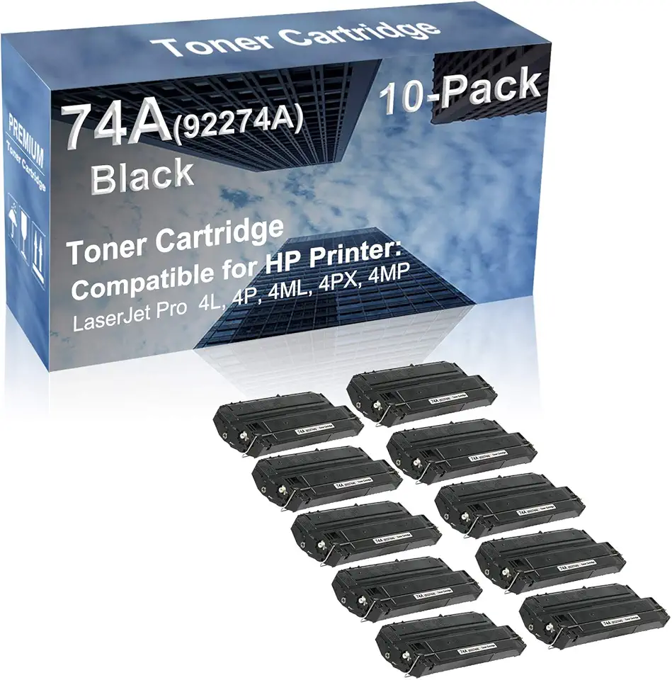 10-Pack Compatible High Capacity 74A (92274A) Imaging Toner Cartridge use for 4L, 4P, 4ML, 4PX, 4MP Printer (Black)