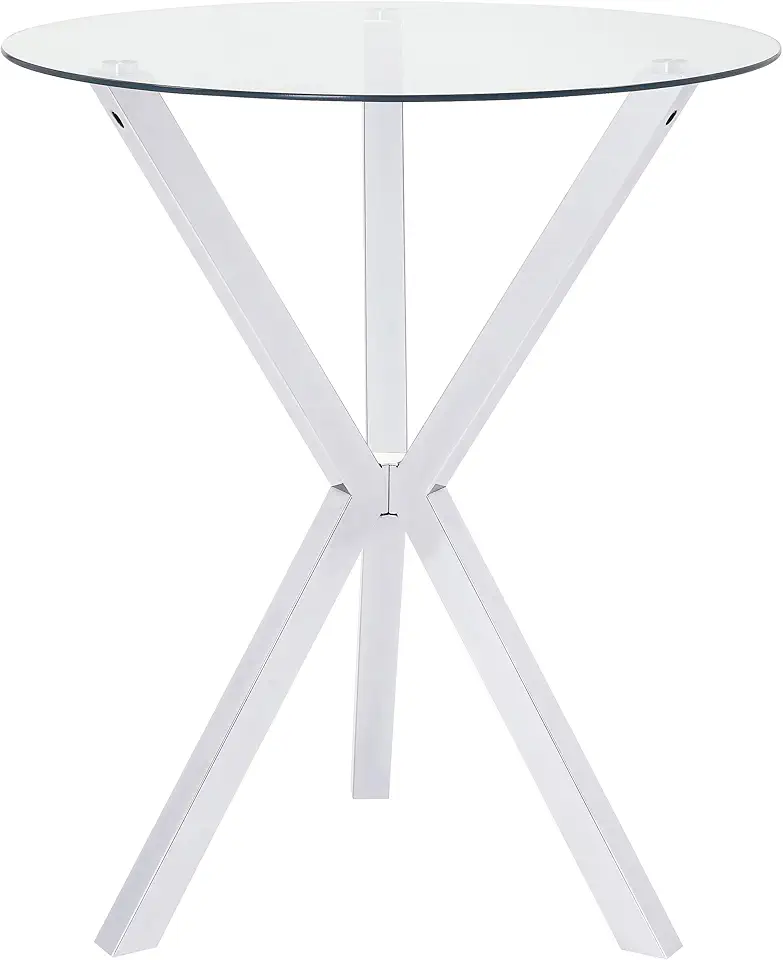 Coaster Home Furnishings - Denali - Glass & Metal - 35-Inch Round Glass Top with X - Shaped Base - Dining Room & Home Bar - Chrome - 100186