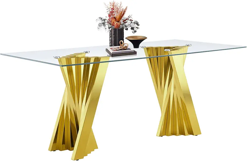 Rectangle Glass Dining Table for 6-8 Person, 70